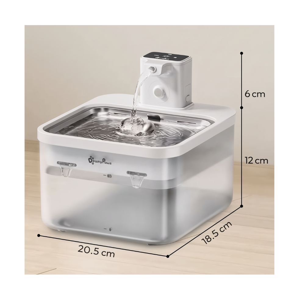 Cordless Stainless Steel Cat Water Fountain, 2.5L – Motion Sensor & Dual Flow Modes