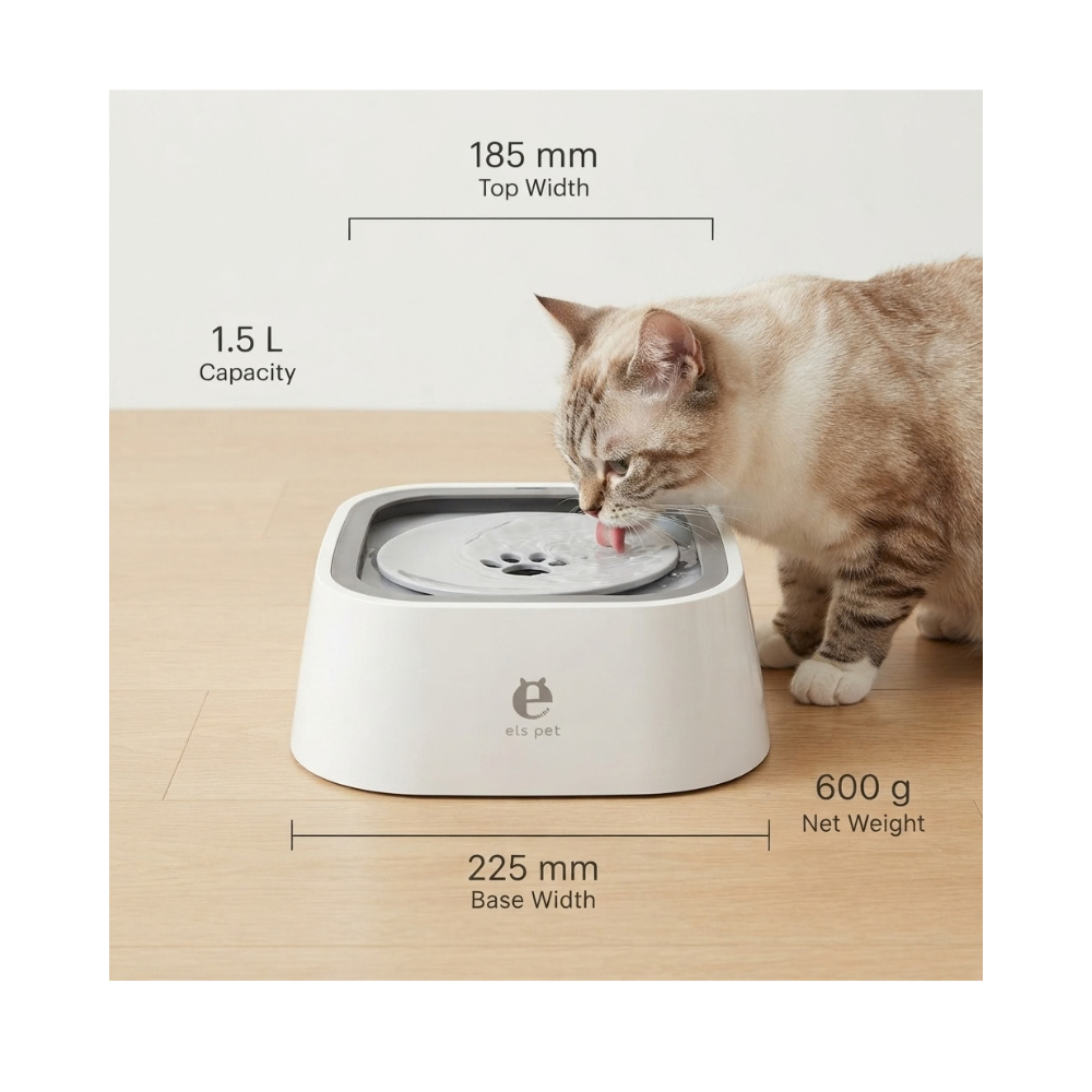Dog Drinking Water Bowl with Floating Design - Non-Wetting, Non-Skid, Large Capacity