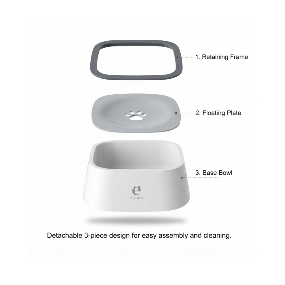 Dog Drinking Water Bowl with Floating Design - Non-Wetting, Non-Skid, Large Capacity