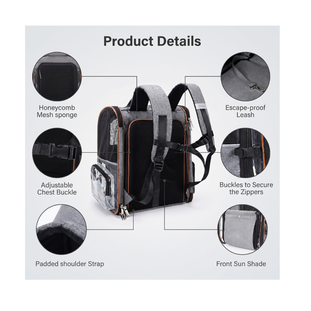 Premium Expandable Pet Backpack Carrier with Clear Bubble Window – Converts to Giant Pet Tent Bed – Space Capsule Design for Cats & Small Dogs – Ventilated, Airline Approved, Perfect for Hiking, Travel & Outdoors (Black)