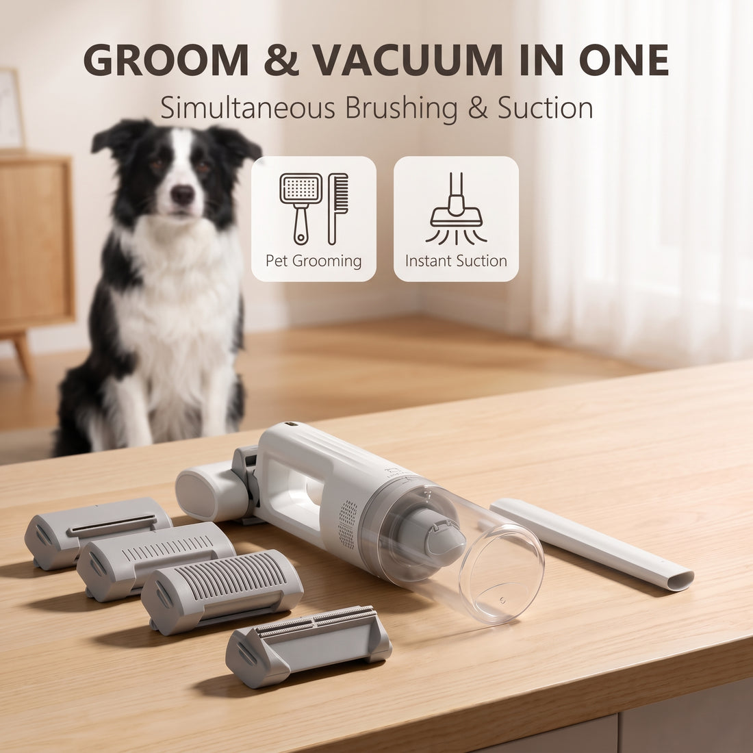 5-in-1 Cordless Pet Grooming Vacuum Kit for Dogs & Cats – Deshedding & Hair Cleanup