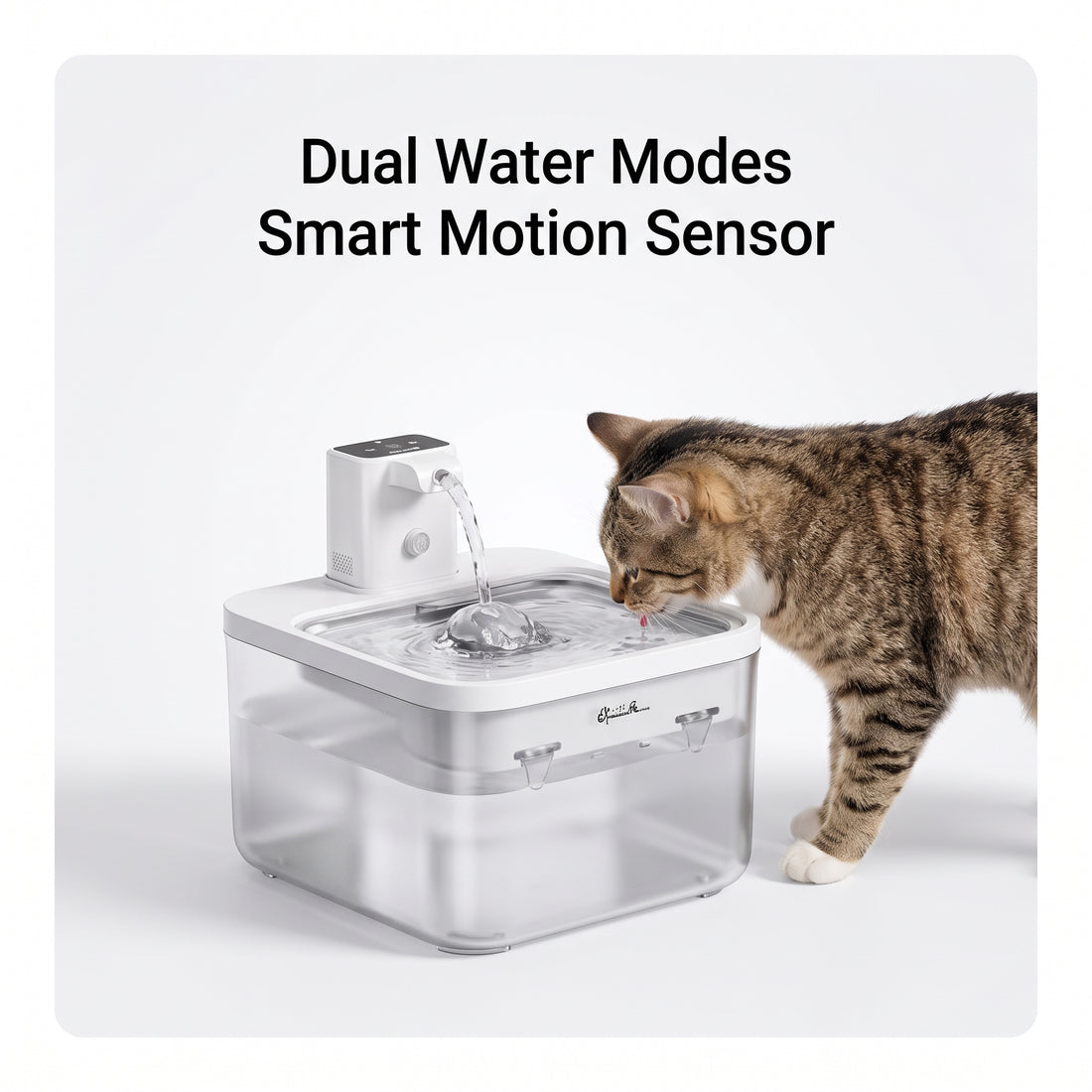 Cordless Stainless Steel Cat Water Fountain, 2.5L – Motion Sensor & Dual Flow Modes